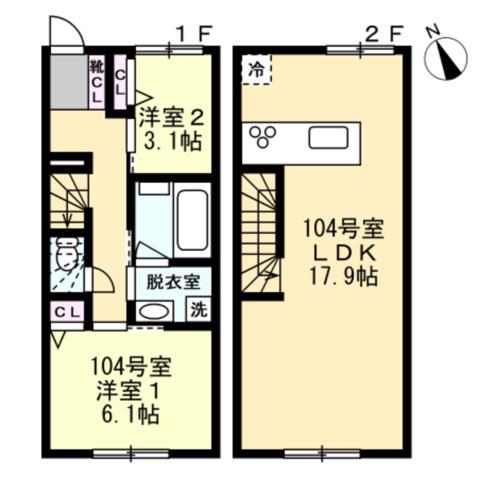 フェリーチェ(2LDK/1階)の間取り写真