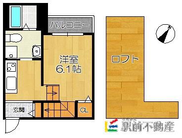 フェリーチェ井尻(ワンルーム/1階)の間取り写真