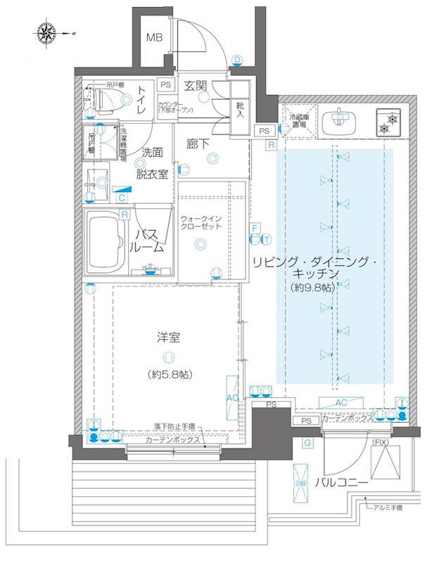 ZOOM高田馬場(1LDK/10階)の間取り写真