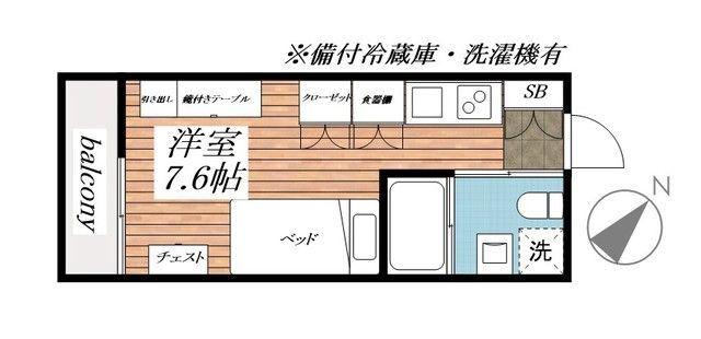 LIGERE南行徳ウエスト(ワンルーム/1階)の間取り写真