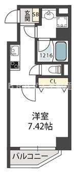 モンサンミッシェル北浜(1K/3階)の間取り写真