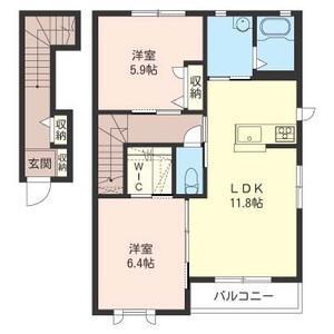 バンビーノ(2LDK/2階)の間取り写真