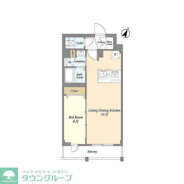ルネサンスコート祐天寺TERRACE(1LDK/3階)の間取り写真