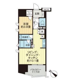 ライオンズ千代田三崎町(1LDK/13階)の間取り写真