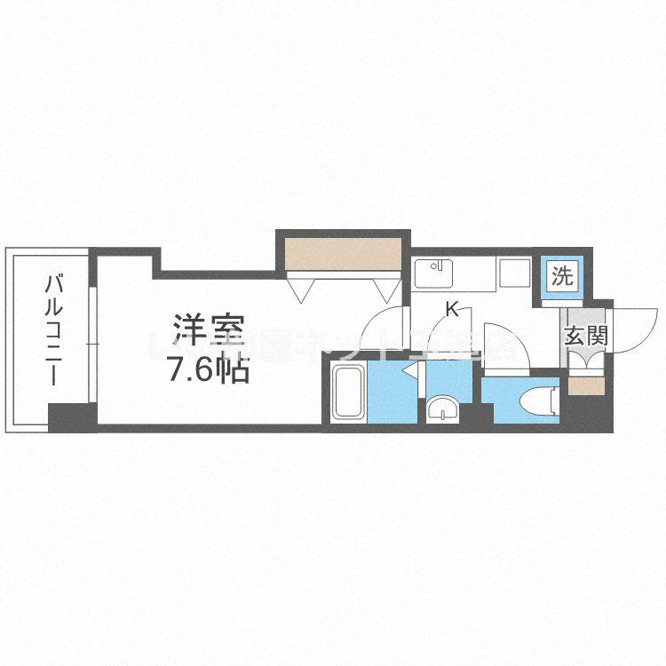 LUXE難波西Ⅲ(1K/7階)の間取り写真