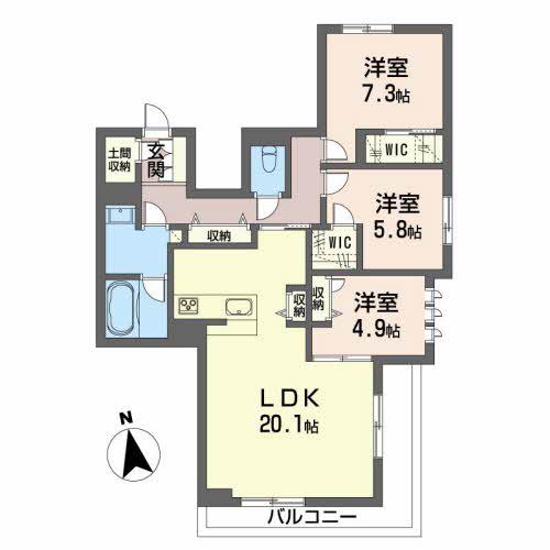 グランフォーレ蔵本(3LDK/3階)の間取り写真