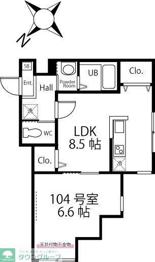 ハーミットクラブハウス戸塚グラン(1LDK/1階)の間取り写真