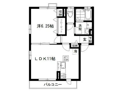 コアロード瑞江(1LDK/1階)の間取り写真