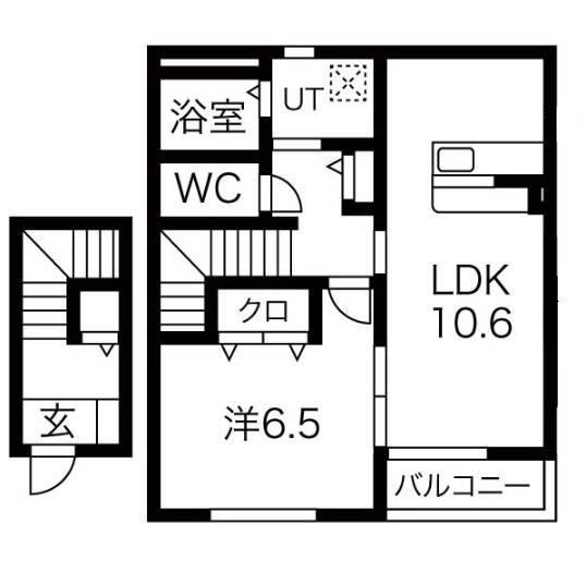 ローズガーデン(1LDK/2階)の間取り写真