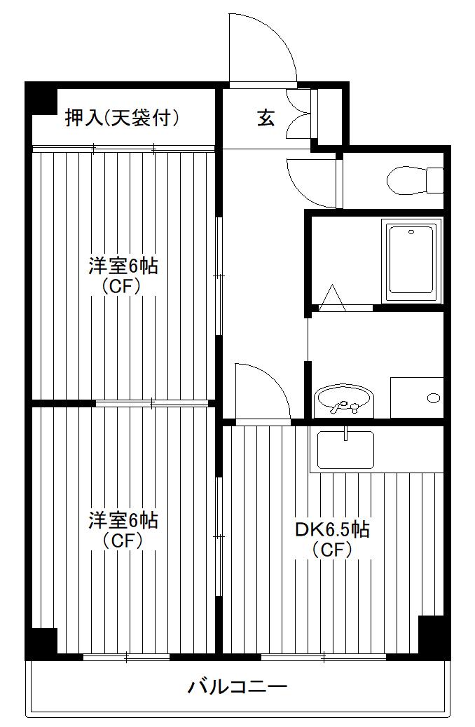 グリーンフォレスト蔵前(2DK/5階)の間取り写真