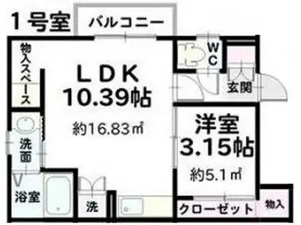 KDT-BOXI(1LDK/3階)の間取り写真