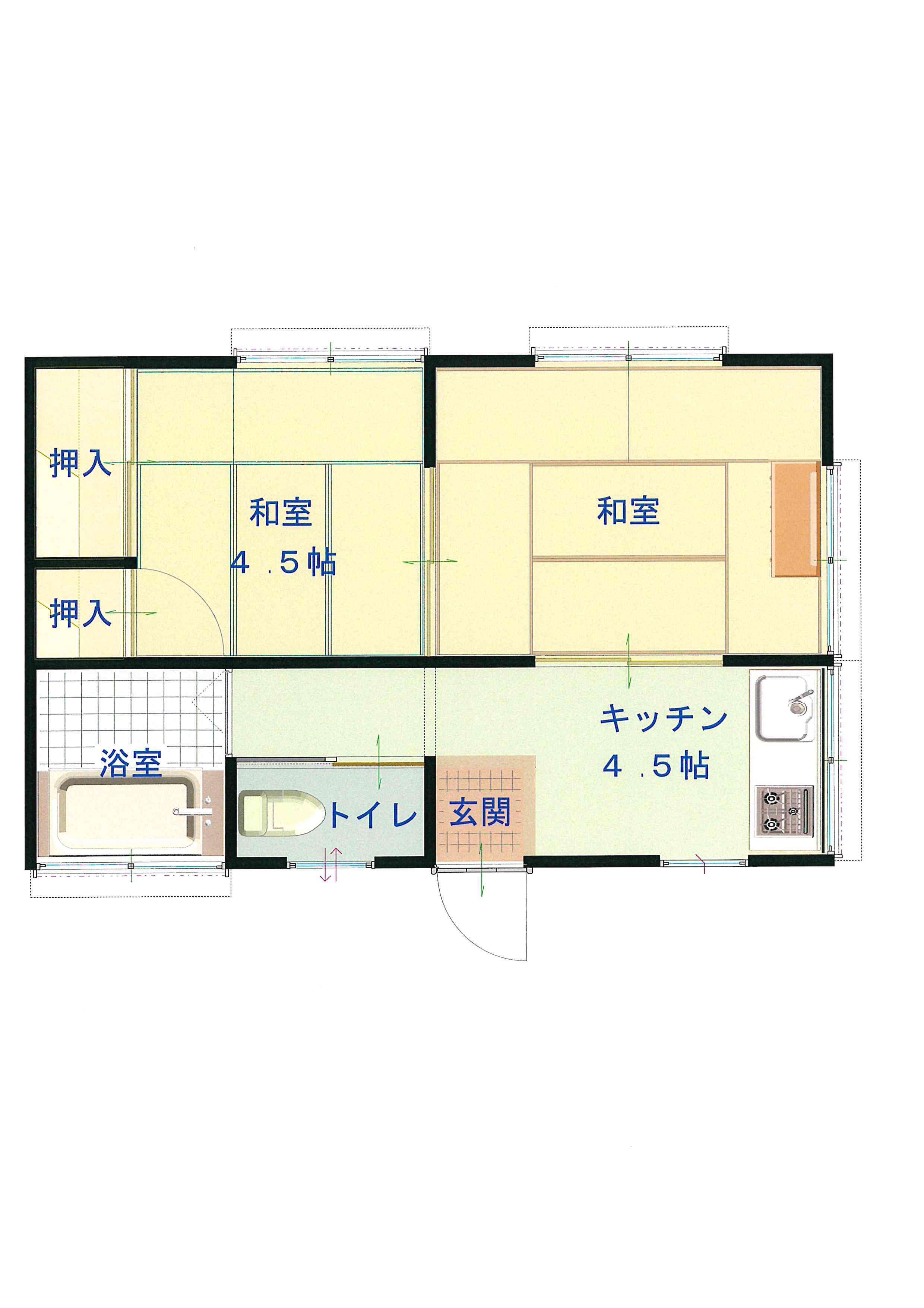 明峰荘(2K/2階)の間取り写真