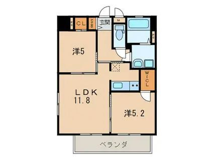 門司ポロニア弐番館(2LDK/7階)の間取り写真