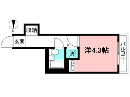 ティーエスハイツ経堂(ワンルーム/1階)の間取り写真