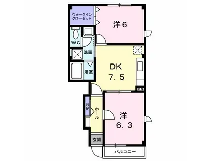 アロッジオK3A(2DK/1階)の間取り写真