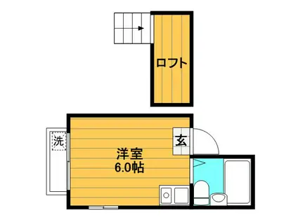 シャルム西国立(ワンルーム/2階)の間取り写真