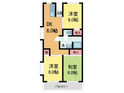 明青ハイツ宝塚(3DK/2階)の間取り写真
