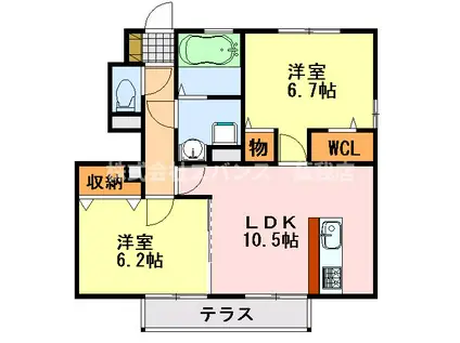 ソレイユII(2LDK/1階)の間取り写真