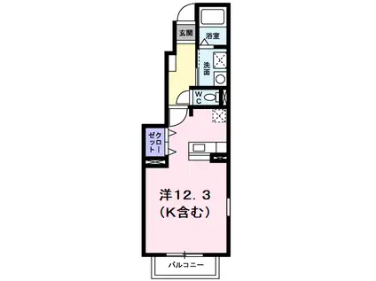プラシード・II(ワンルーム/1階)の間取り写真