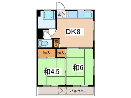 相鉄本線 星川駅(神奈川) 徒歩17分 4階建 築53年(2DK/3階)の間取り写真