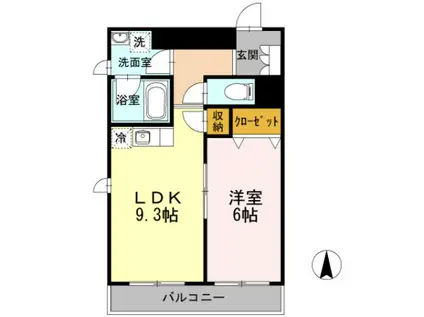 ロータス亀島(1LDK/8階)の間取り写真
