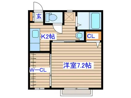 コーポ大清東仙台(1K/2階)の間取り写真