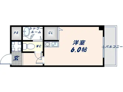 シティーハイツ弥刀(ワンルーム/2階)の間取り写真