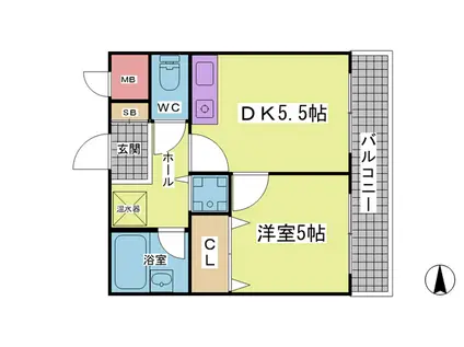 フルール妙法寺(1DK/5階)の間取り写真