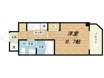 S-RESIDENCE北浜(1K/3階)の間取り写真