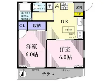 アパートメント松喜(2DK/1階)の間取り写真