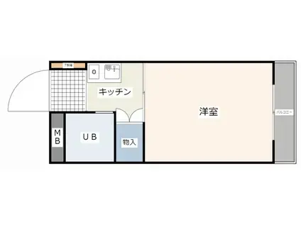 ヴィラ海田(1K/3階)の間取り写真