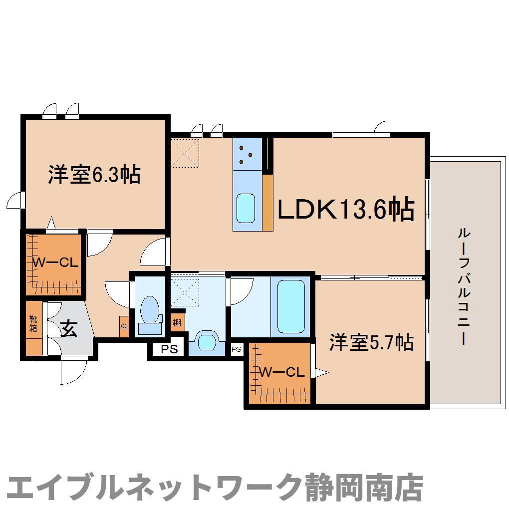 FAMS稲川(2LDK/2階)の間取り写真