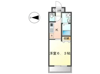 小田急江ノ島線 大和駅(神奈川) 徒歩6分 3階建 築1年(1K/2階)の間取り写真