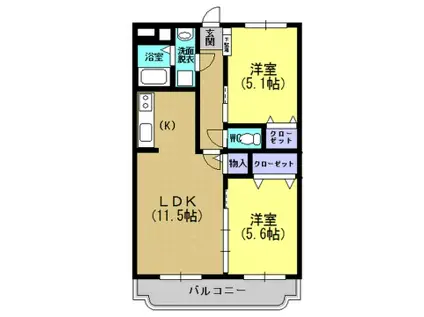 SUNNY FOREST T(2LDK/2階)の間取り写真