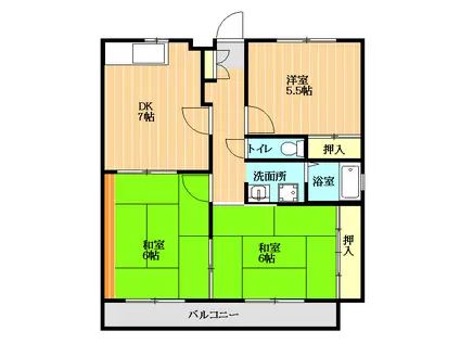 エトワール四方寄(3DK/2階)の間取り写真