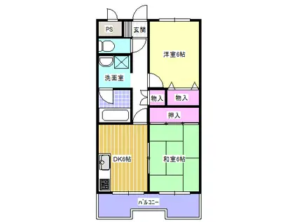 アーテム大橋II(2DK/4階)の間取り写真