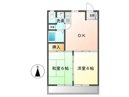 メゾン野沢(2DK/3階)の間取り写真