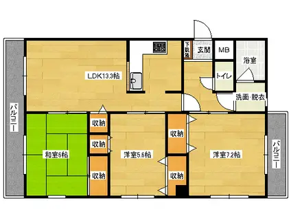 MRYコート(3LDK/2階)の間取り写真
