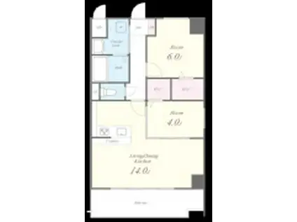 プレジール薬院テラス(2LDK/11階)の間取り写真