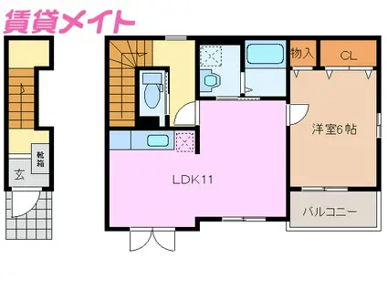 コンソラーレ F(1LDK/2階)の間取り写真