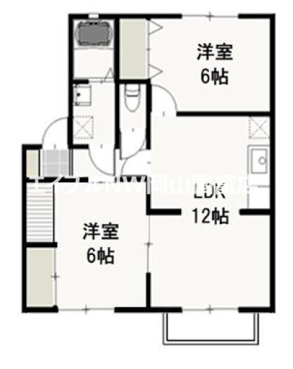 ファーム・ヴィレッジC(2LDK/2階)の間取り写真