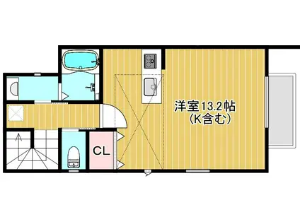 TOPIA高尾(ワンルーム/2階)の間取り写真