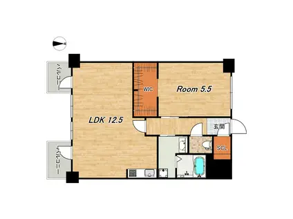 サンフローラ三条大宮(1LDK/4階)の間取り写真