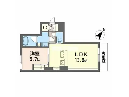 シャーメゾン大野城中央(1LDK/1階)の間取り写真