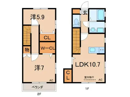 FELICIA A(2LDK/1階)の間取り写真