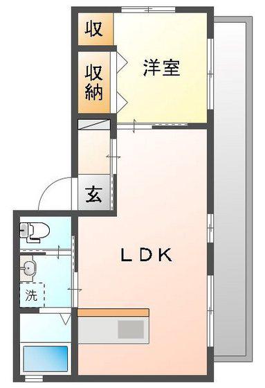 入江ビル(1LDK/4階)の間取り写真