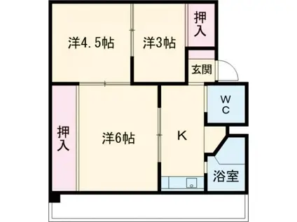 ヴィラナリー木太II1号棟(3K/2階)の間取り写真