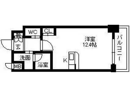 パークサイド加治屋町(ワンルーム/2階)の間取り写真