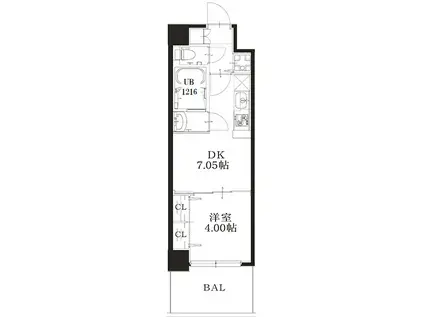 プレジオ神戸ウエスト(1DK/9階)の間取り写真