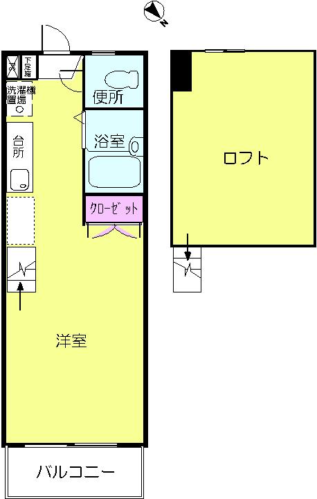 ウィステリア壱番館(ワンルーム/1階)の間取り写真